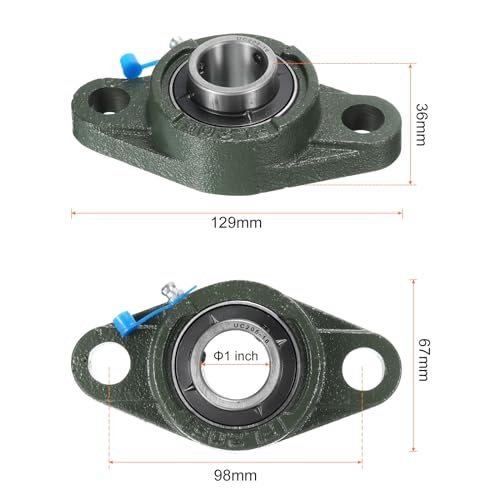 uxcell 2pcs UCFL205-16 Pillow Block Bearings 1 inch Bore Self Alignment, Solid Cast Iron Base Mounted Chrome Steel Bearings - size: UCFL205-16