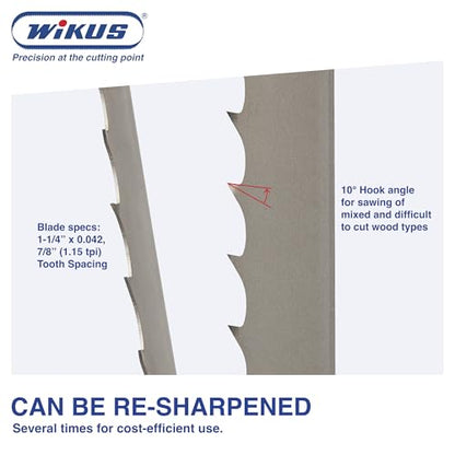 144" x 1 1/4" Sawmill Bandsaw Blade - Band Saw Wood Cutting Tools - Resharpenable Bi Metal Bandsaw with 10° Precision - Portable Band Saw Blades for Sawmill, 1.15 TPI, 0.042'' Thick, Woodworking Tools - size: 144'' X 1 1/4'' X 0.042''
