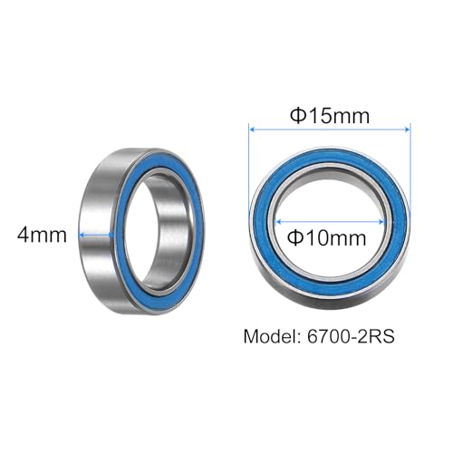 uxcell 10pcs 6700-2RS Miniature Deep Groove Ball Bearings 10x15x4mm Blue Rubber Sealed Bearings for TRX4 1/10 RC Cars Trucks, 3D Printer, P6 (ABEC 3) - color: Blue, size: 10x15x4mm