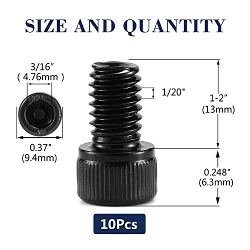 1/4-20 x 1/2" Socket Head Cap Screws Bolts, 10Pcs 304 Stainless Steel 18-8, Allen Socket Hex Drive, Full Thread, Black Oxide by SG TZH(with Hex Spanner) - size: 1/4-20 x 1/2"