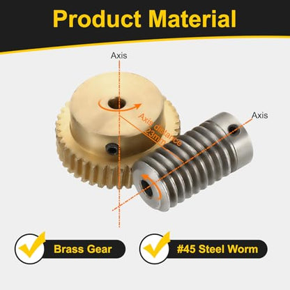 uxcell Worm Gear Set 40T 1:40 Reduction Rate1045 Steel Rod 5mm Bore - size: Gear-4mm, Rod-5mm Bore, style: 0.8M-40T