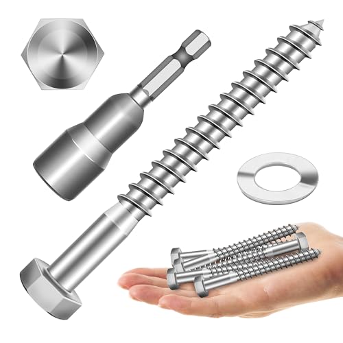 Mywish (10Sets) 3/8" x 3-1/2" Hex Head Lag Bolts, Heavy Duty Lag Screws with Washers, 304 Stainless Steel Bolts 18-8, Lag Screws Wood Screws, Partial Thread Bright Finish, 3/8 Bolt - size: 3/8 x 3-1/2" (10 set)