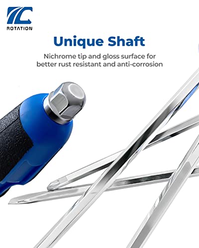 ROTATION 12pc Magnetic Screwdriver Set, 6 Phillip & 6 Flat - color: 12pc_silver Tip_gloss