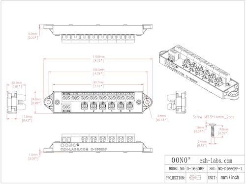 Dimmer Control 6-Lights LED Hub Distribution Module, AC/DC 5 to 24V Input, for HO/N/O Train Model. OONO D-1660BP