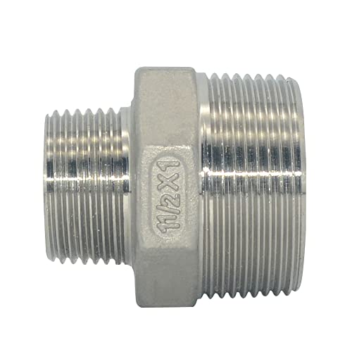 1-1/2" x 1" Male Threaded Reducing Nipple Fitting/Adapter,Stainless Steel SS304 NPT Pipe Hex Reducer - size: 1-1/2" x 1"