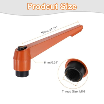 uxcell Clamping Lever Handles for Lathe, M16 Female Thread Orange 4Pcs - size: M16