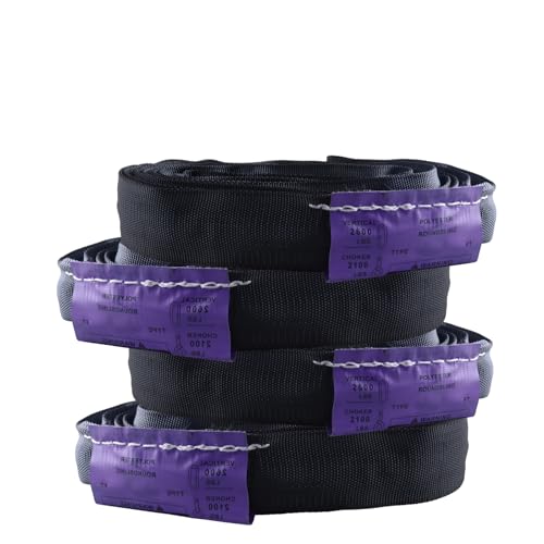 Black Spanset 3FT Polyester Round Sling 4 Pcs -2,600 lb. Vertical Capacity, Endless Lifting Strap Aerial Hoop Silk Stage Sling Light Video (Purple -Vertical Capacity 2,600 lbs, 3FT) - size: 3FT