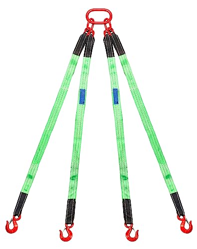 QWORK 5Ft Chain Sling, 13220lbs Sling Chain, 6T Chain Hoist, with 4 Legs Grab Hook and Adjuster, G80 Alloy Steel Engine Lift Chain Link Eye Hook Complete Rigging for Safe Towing and Handling of Cargo - color: 5Ft, size: 13220lbs