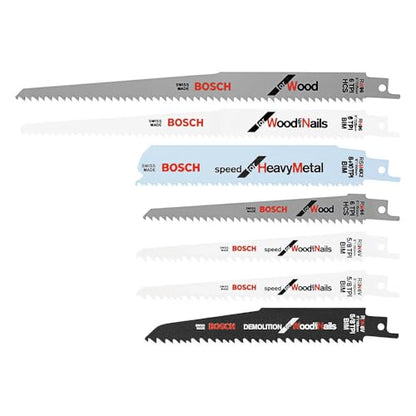 Bosch RAP7PK 7-Piece Reciprocating Saw Blade Set - size: 9" in, style: Industrial