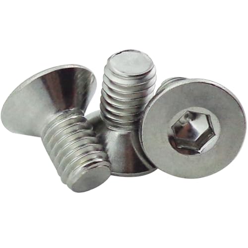 M6 x 12mm Flat Head Socket Cap Screws,Fajoeda 30Pcs M6 Countersunk Bolts 18-8 (304) Stainless Steel Hex Socket Cap Screws - size: 30PCS M6-1.0 x 12mm