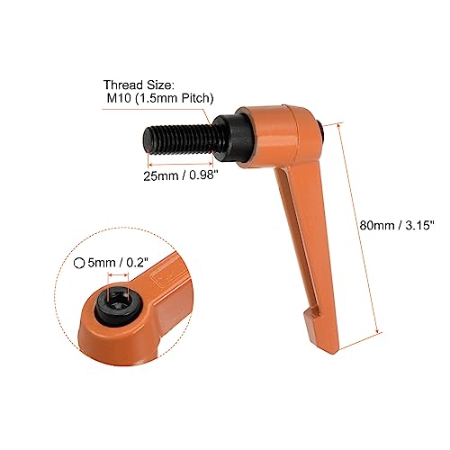 HARFINGTON 4pcs Adjustable Clamping Lever Handles M10 x 25mm Male Thread Bolt Knobs Rotating Screw Locking Quick Release Ratchet Push Button Handle, Orange - size: M10 x 25mm