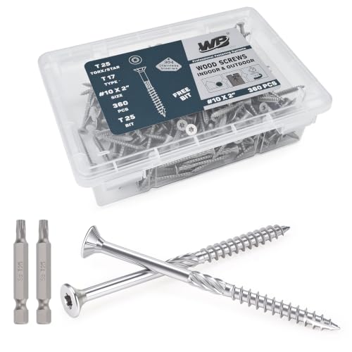 #10x2 inch Stainless Steel Deck Screws 360 PCS Wood Screws with T25 Bit - size: #10*2"-360pcs