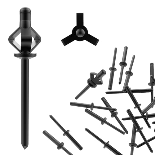100 Pcs 3/16" x 1" Tri-Fold Rivets, All Black Aluminum Blind Rivets