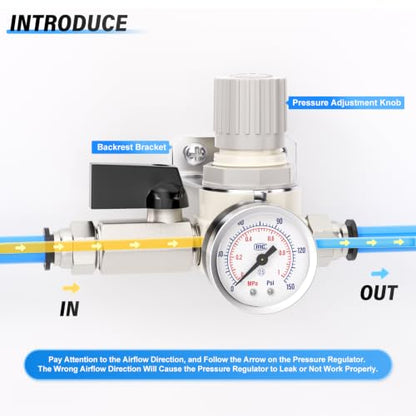 TAILONZ 1/4"NPT Pneumatic Pressure Regulator AR2000,White - color: White, size: Regulation