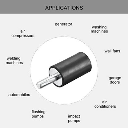 uxcell Rubber Mounts 8pcs M8 Male/Female Vibration Isolator Shock Absorber, for Garage Motor Air Compressor Car Boat Bobbins, D25mmxH40mm - size: M8x25mmx40mm