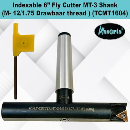 6″ Balanced Fly Cutter Indexable Face Milling Cutter with MT3 Shank (M12 × 1.75 Drawbar), Single TCMT1604 Insert, Torx Screw & Star Key Included - size: 6″ Fly Cutter MT3 Shank (M12 × 1.75 ) (TCMT1604 )