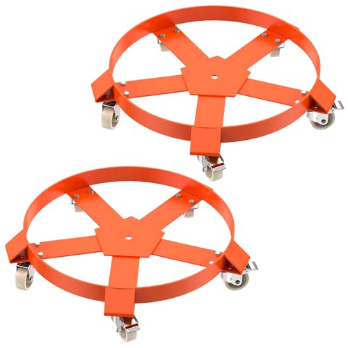 55 Gallon Heavy Duty Plastic Drum Dolly Heavy Duty 1250LBS Load Capacity Drum Cart, Non Tipping Hand Truck with 5 Swivel Casters Wheel for Warehouse Drum Handling 2 Pack - size: 5 wheels