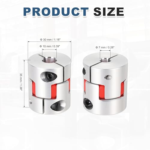 MECCANIXITY 7mm-10mm Aluminium Plum Flexible Shaft Coupling w Hex Wrench - size: 7mm to 10mm