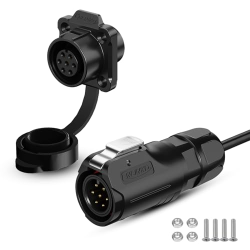 CNLINKO LP12 7-Pin Circular Connector with 1 Meter Cable Assemblies, IP68 Waterproof Industrial Electrical Connector for Outdoor Equipment Automotive Machinery M12 Cylindrical Connectors (7 Pin) - size: 7-Pin, style: Plug with 1M Cable