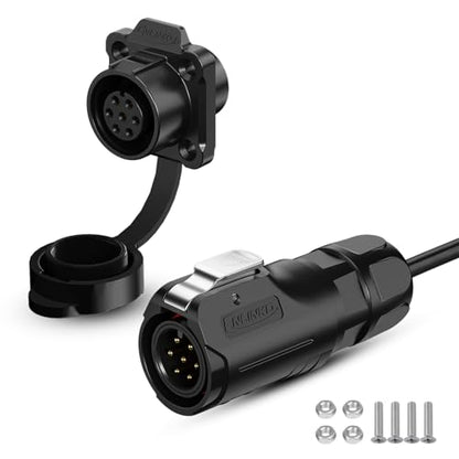 CNLINKO LP12 7-Pin Circular Connector with 1 Meter Cable Assemblies, IP68 Waterproof Industrial Electrical Connector for Outdoor Equipment Automotive Machinery M12 Cylindrical Connectors (7 Pin) - size: 7-Pin, style: Plug with 1M Cable