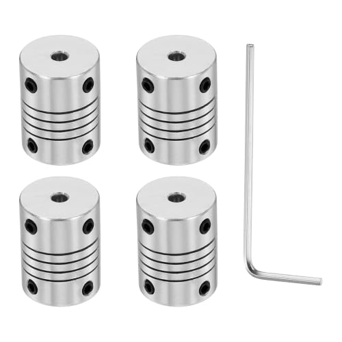 Flexible Shaft Coupling(2mm|3mm): 4 Pcs Silver Aluminum Alloy - color: Silver, size: 2mm x 3mm (15mm OD, 25mm L)