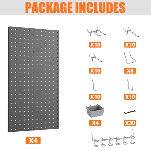 TORACK Garage Tools Organizer Boards Kit with Hooks, Black - color: Black