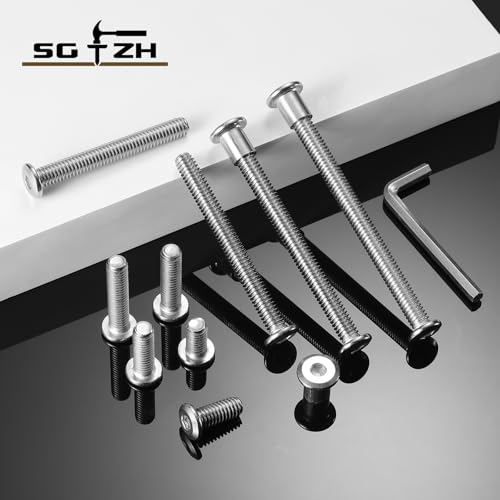 1/4-20 x 2-1/2" 20Pcs Flat Head Hex Socket Cap Screws Bolts Barrel Nuts Kit, 304 Stainless Steel 18-8, Full Thread by SG TZH (with Hex Spanner) - color: Silver, size: 1/4-20 x 2-1/2"