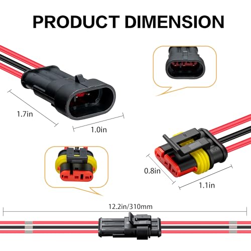 3 Pin Connector Waterproof, 16 AWG 3 Wire Connector, Automotive Electrical Connector with Heat Shrink Tubing, Automotive Truck, Marine Wire Connection, 6 Sets (16 AWG-3 Pin, 6) - style: 16 AWG-3 Pin