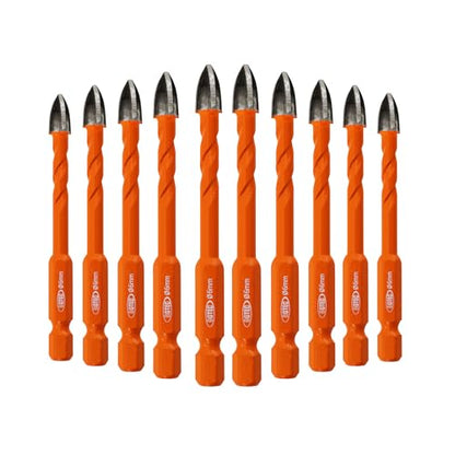 BGTEC Cemented Carbide Drill Bits Masonry Drill Bits, 10pcs Quick-fit Shank 6MM Cross Spiral Hard Alloy Drill Bit for Wood Plastic Masonry Ceramic Tile Concrete Marble - size: 10pcs 6mm