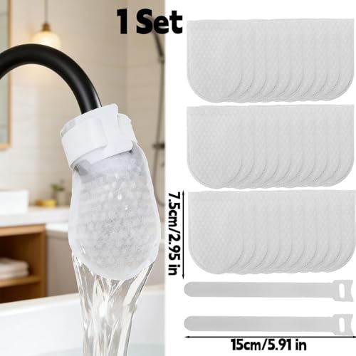 1set Thickened Splash-Proof Universal Faucet Filter Bag for Home and Kitchen,30pcs Filter Bags and 2 Fastening Straps,