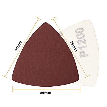 SPEEDWOX 30 Pcs Hook and Loop Triangle Sandpaper 1200 Grit 80mm 3-1/8 Inches for Oscillating Multi Tool Detail Sander Sanding Discs Triangle Sanding Pads - style: 1200 Grit