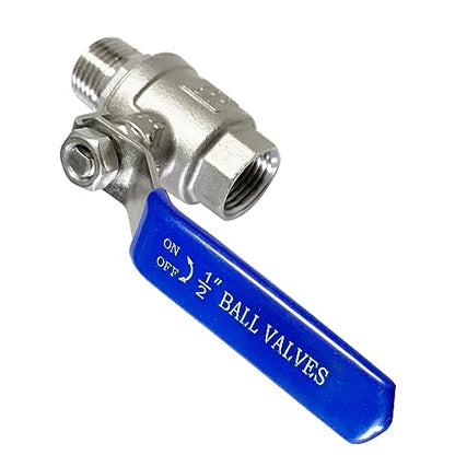 1/2" Male to Female Thread Full Port Ball Valves NPT 304 Stainless Steel for Water Oil Gas WOG1000 - size: 1/2 Inch
