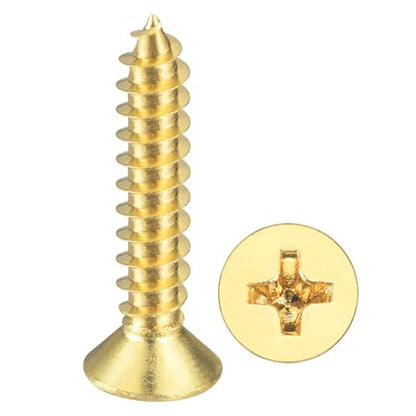 METALLIXITY 100Pcs #6x3/4 Countersunk Phillips Wood Screws BR - size: #6x3/4"