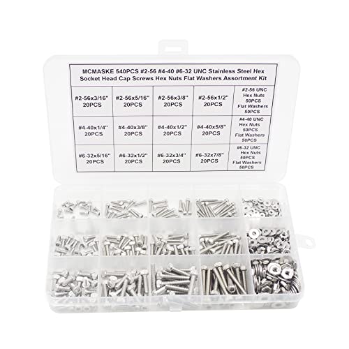 #2-56#4-40#6-32 UNC Socket Head Cap Screws Nuts & Washers Kit - size: #2-56 #4-40 #6-32UNC
