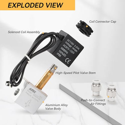 1/8" NPT Solenoid Valve 2V025-06, 2-Way Normally Closed, AC 110V - size: NPT1/8″AC110/Out of line, style: 2-Way Solenoid Valve