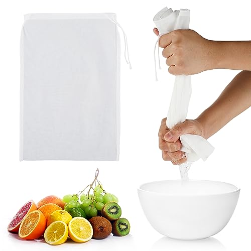 WLLHYF 4 Pack Nylon Nut Milk Bag 18×12 Inches Fine Mesh Cheese Cloth Multiple Usage Reusable Food Strainer Professional Cold Brew Filter for Straining Fruit Juice Coffee Tofu Greek Yogurt (18×12in) - size: 18×12 in