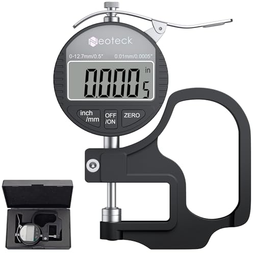Neoteck Digital Thickness Gauge 0.5inch/12.7mm,0.0005inch/0.01mm Accuracy - color: Silver-black, size: 0-0.5"/0.0005"