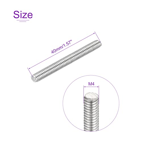 DMiotech 20 Pack M4 x 40mm Fully Threaded Rod 304 Stainless Steel Right Hand Threads Rod Bar Studs Clamps and U-Bolts - size: M4 x 40mm