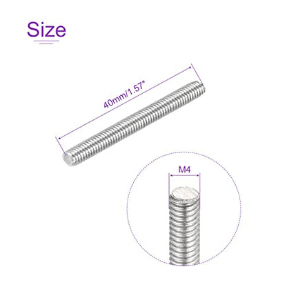 DMiotech 20 Pack M4 x 40mm Fully Threaded Rod 304 Stainless Steel Right Hand Threads Rod Bar Studs Clamps and U-Bolts - size: M4 x 40mm