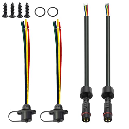16AWG M16 4Pin Waterproof Connector,4 Wire Male Female Plug - size: 16AWG 4Pin Waterproof Connector