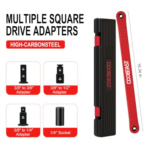 3/8 inch Pro Offset Extension Wrench Impact Wrench Extender Tool Socket Set - color: Red, size: 16.34inch