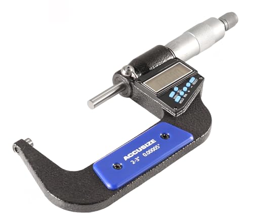 Accusize Industrial Tools 2-3''/50-75 mm by 0.00005''/0.001 mm 7-Key Electronic Digital Micrometer, Water Proof, Ac21-3022 - size: 2-3" / 50-75 mm