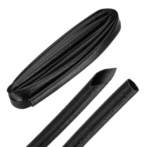 MECCANIXITY 10ft Braided Cable Sleeve, 1/2" ID 200C Heat Resistant 1500V Fiberglass Wire Insulation Cord Protector Organizer Wires Management for Motor Engine Fuel Line, Black - color: Black, size: 10ft-12mm