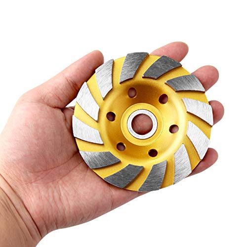 2 Pieces 4 Inch Concrete Stone Ceramic Turbo Diamond Grinding Cup Wheel,12 Segs Heavy Duty Angle Grinder Wheels for Angle Grinder (Yellow) - style: 2 Pieces