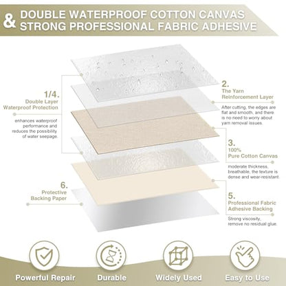 Gheeidau Canvas Repair Tape 4×70 Inch Waterproof Self-Adhesive Fabric Repair Patch for Repairing Boat Covers,Tents,Patio Umbrellas,Car Seats,Luggage,Sofas.(Light Beige) - color: Light Beige, size: 4"×70"