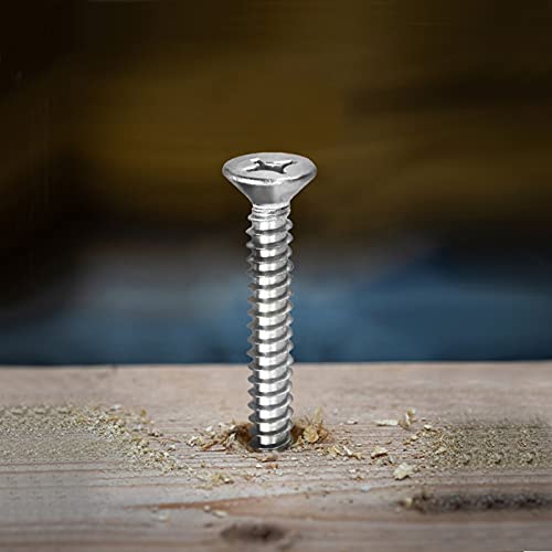 #7 x 1/2" Wood Screw 100Pcs 18-8 (304) Stainless Steel Screws Flat Head Phillips Fast Self Tapping Drywall Screws by SG TZH - size: #7 x 1/2"