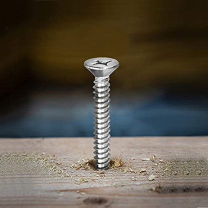 #7 x 1/2" Wood Screw 100Pcs 18-8 (304) Stainless Steel Screws Flat Head Phillips Fast Self Tapping Drywall Screws by SG TZH - size: #7 x 1/2"