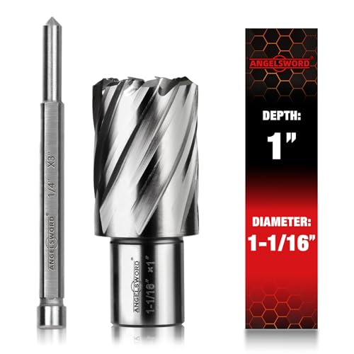 ANGELSWORD M2 HSS Annular Cutter,Diameter 1-1/16" x Depth 1",Mag Drill Bit - size: K. 1-1/16" Diameter, style: HSS 1" Cut Depth