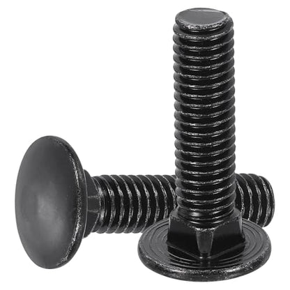 uxcell 50pcs Carriage Bolts 3/8"-16x2 Carbon Steel Round Head - Black - color: Black, size: 3/8"-16x2"