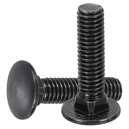 uxcell 50pcs Carriage Bolts 3/8"-16x2 Carbon Steel Round Head - Black - color: Black, size: 3/8"-16x2"